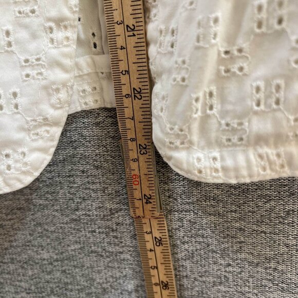 Talbots Blazer Jacket Women Size 10 White Stretch Embroidered Eyelet One Button - Picture 7 of 15
